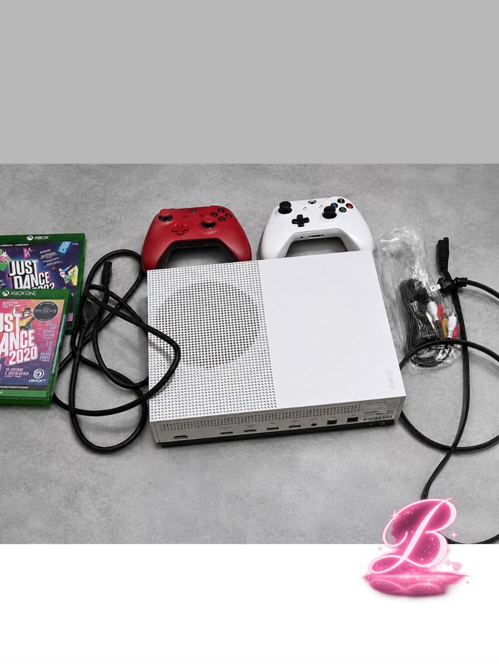 XBox One S 1TB White - Disc Drive (Cords, Controllers, & Games)